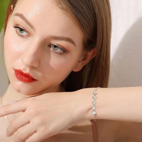 Palpitate Daisy Bracelet for Women Girls Daisy Flower Bracelet Sterling Silver Daisy Bracelet Daisy Jewelry for Women Daisy Themed Birthday Gifts, Cubic Zirconia in Saudi Arabia