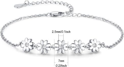 Palpitate Daisy Bracelet for Women Girls Daisy Flower Bracelet Sterling Silver Daisy Bracelet Daisy Jewelry for Women Daisy Themed Birthday Gifts, Cubic Zirconia in Saudi Arabia