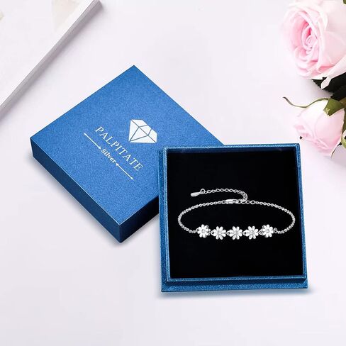 Palpitate Daisy Bracelet for Women Girls Daisy Flower Bracelet Sterling Silver Daisy Bracelet Daisy Jewelry for Women Daisy Themed Birthday Gifts, Cubic Zirconia in Saudi Arabia