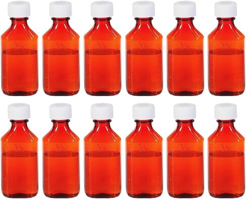 Sandhill Tools Graduated Amber Oval Medicine Bottles with Child Resistant Caps 4 Oz Travel Size Containers for liquids and Lotions (Pack of 6) in Saudi Arabia