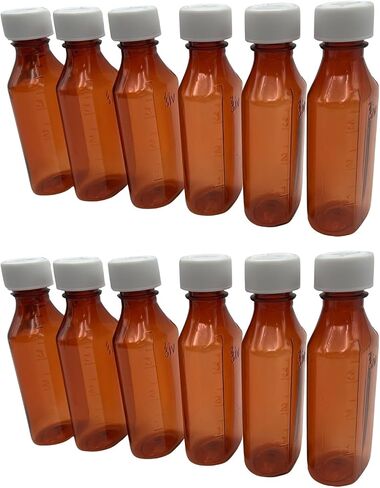Sandhill Tools Graduated Amber Oval Medicine Bottles with Child Resistant Caps 4 Oz Travel Size Containers for liquids and Lotions (Pack of 6) in Saudi Arabia