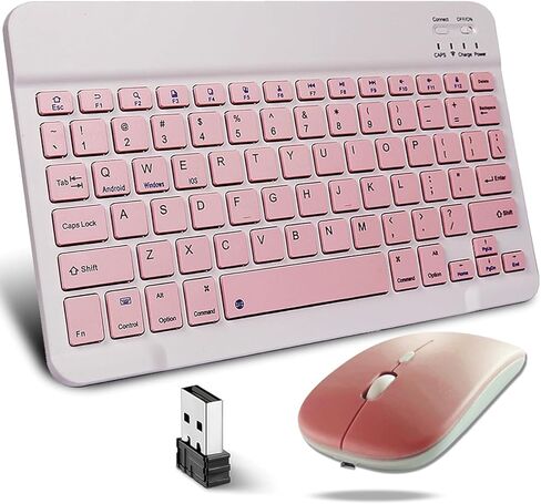 Wireless Bluetooth Keyboard and Mouse Mice Set Dual Rechargeable (Blue) in Kuwait