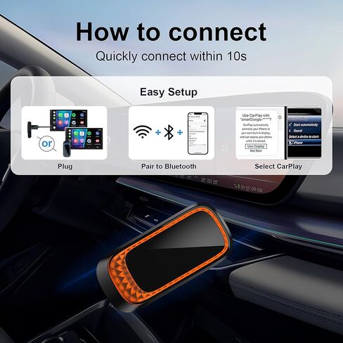 CarPlay Wireless Adapter 2024 Upgrade for Apple,Stable Fast Connection for Convert Factory Wired to Wireless Play Dongle for iPhone 6 and Newer, Fit Cars from 2017& iOS 10+ in Saudi Arabia