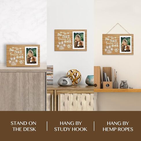 إطار صورة تذكاري للحيوانات الأليفة من ELEGANTPARK لفقدان القطط والكلاب، هدايا تذكارية للحيوانات الأليفة، هدية لفقدان الحيوانات الأليفة، إطار صور مقاس 4 × 6، هدية تذكارية للتعاطف، إطار صورة خشبي تذكاري للحيوانات الأليفة مع مطبوعات مخالب in Kuwait