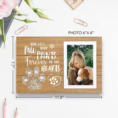 إطار صورة تذكاري للحيوانات الأليفة من ELEGANTPARK لفقدان القطط والكلاب، هدايا تذكارية للحيوانات الأليفة، هدية لفقدان الحيوانات الأليفة، إطار صور مقاس 4 × 6، هدية تذكارية للتعاطف، إطار صورة خشبي تذكاري للحيوانات الأليفة مع مطبوعات مخالب in Kuwait