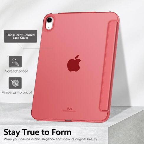 حافظة MoKo لجهاز iPad الجيل العاشر 2022، حافظة نحيفة صلبة من البولي كربونات بغطاء خلفي شفاف لجهاز iPad الجيل العاشر 10.9 بوصة 2022، تدعم معرف اللمس، الاستيقاظ/النوم التلقائي، أزرق فيروزي in Saudi Arabia