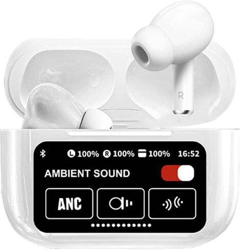 سماعات أذن لاسلكية بلوتوث 5.3 - سماعات أذن داخل الأذن بخاصية إلغاء الضوضاء ENC مع علبة شحن لاسلكية، شاشة LED، سماعات أذن بجهير عميق مع ميكروفون مدمج من الجيل الخامس in Kuwait