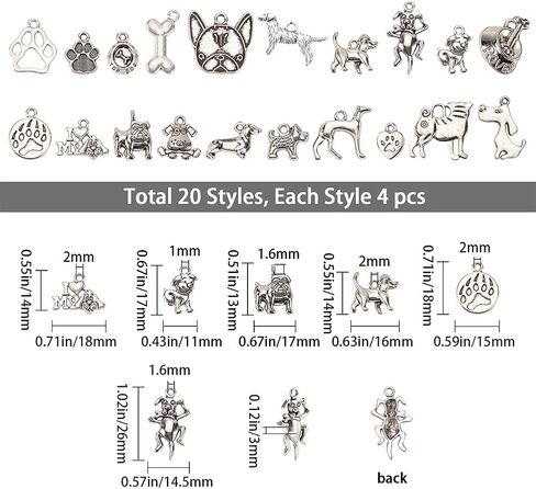 SUNNYCLUE 72pcs 12 أنماط سبائك التبتية الحيوانات الكلاب سحر المعلقات الحيوانات الأليفة جرو الكلب الخرز سحر مع ثقب DIY سوار قلادة صنع المجوهرات، الفضة العتيقة in Saudi Arabia