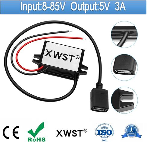 DC DC 8-85V to 5V USB converter 12V 24V 36V 48V 60V 72V to 5V 3A 15W with Dual USB output power Adapter converter Voltage Buck Regulator,Step-down Module,Waterproof Transformer in Saudi Arabia