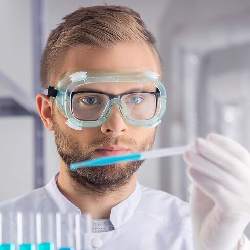 نظارات مختبر أمان NoCry واقية غير قابلة للتهوية مع طلاء مضاد للضباب، وعدسات شفافة مقاومة للخدش، وملاءمة OTG عالمية، وعصابة رأس قابلة للتعديل، وتصنيف ANSI Z87.1، وحماية من الأشعة فوق البنفسجية in Saudi Arabia
