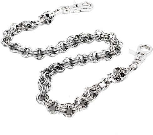 Uniqsum Fire Skull charm Vintage Ring links wallet chain Biker Key chains (Gun-Metal) in Saudi Arabia