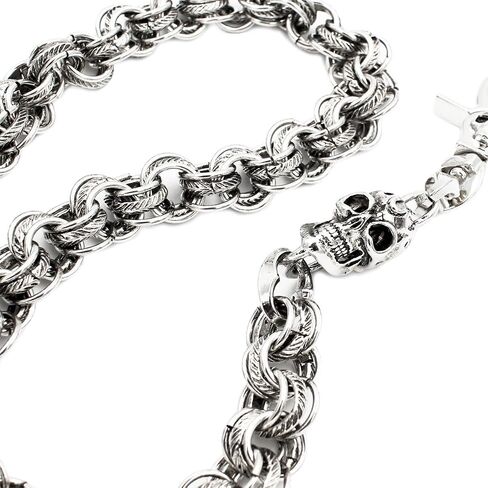 Uniqsum Fire Skull charm Vintage Ring links wallet chain Biker Key chains (Gun-Metal) in Saudi Arabia