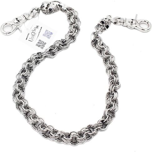 Uniqsum Fire Skull charm Vintage Ring links wallet chain Biker Key chains (Gun-Metal) in Saudi Arabia