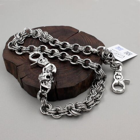 Uniqsum Fire Skull charm Vintage Ring links wallet chain Biker Key chains (Gun-Metal) in Saudi Arabia