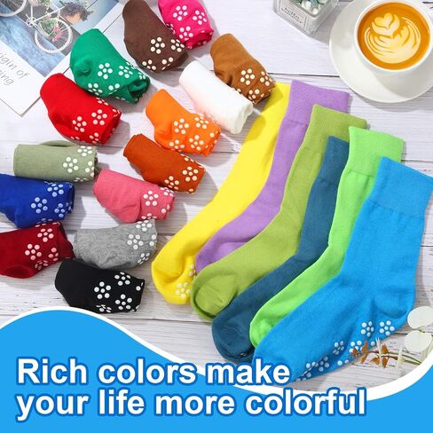 JaGely 20 Pairs Womens No Slip Socks Non Skid Socks Anti Slip Socks for Yoga Barre Dance, 20 Colors (Footprint Grip) in Saudi Arabia