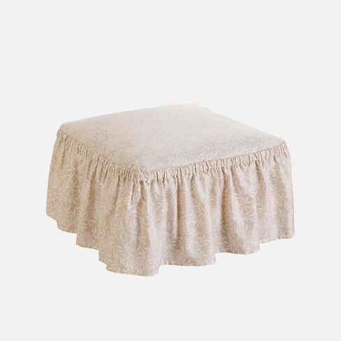 SureFit Essential Twill Ruffled Loveseat Slipcovers, Loveseat Cover with Cotton Printed One-Piece Design and Ruffled Skirt, Machine Washable Love Seat Cover, Neutral Floral in Saudi Arabia