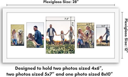 إطار صورة مجمعة مقاس 12 × 28 من Americanflat مع زجاج شبكي مصقول - يناسب صورة واحدة مقاس 8 × 10 أو صورتين مقاس 4 × 6 أو صورتين مقاس 5 × 7 أو صورة مقاس 12 × 28 - مجموعة إطارات حائط المعرض - مجموعة مميزة - أسود in Kuwait