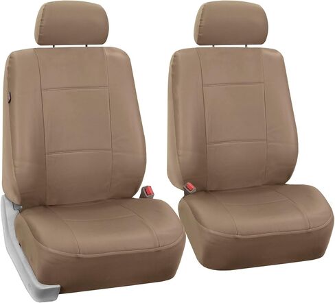 FH Group Front Set PU Leather Car Seat Covers for Low Back Seat with Removable Headrest, Universal Fit, Airbag Compatible Seat Cover for SUV, Sedan, Black in Saudi Arabia