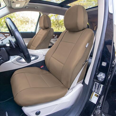 FH Group Front Set PU Leather Car Seat Covers for Low Back Seat with Removable Headrest, Universal Fit, Airbag Compatible Seat Cover for SUV, Sedan, Black in Saudi Arabia