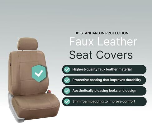 FH Group Front Set PU Leather Car Seat Covers for Low Back Seat with Removable Headrest, Universal Fit, Airbag Compatible Seat Cover for SUV, Sedan, Black in Saudi Arabia