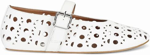 MICIFA Ballet Flats for Women with Buckle Strap Mesh Perforated Metal Studded Mary Jane Comfortable Ballerina Flat Shoes Metallic in Saudi Arabia