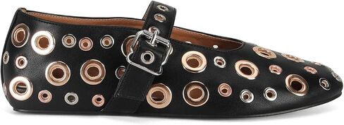 MICIFA Ballet Flats for Women with Buckle Strap Mesh Perforated Metal Studded Mary Jane Comfortable Ballerina Flat Shoes Metallic in Saudi Arabia