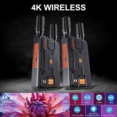(Only RX) Wireless HDMI 4K,Ultra-Long Range Plug and Play, 2.4/5G Wireless Video Transmission System for Streaming Camera Video/Audio from Laptop/PC toHDTV/Projector/Video Monitor in Saudi Arabia