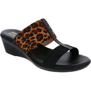 صانعو الأحذية الإيطاليون Sadey قماش مرن على شكل حرف H صنادل ويدج للنساء ليوبارد 6 in Kuwait