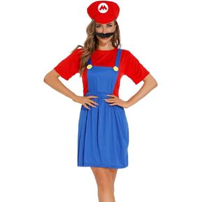 3 WISHES Sexy Halloween Costume for Women - Sexy Red Plumber - Adult Female