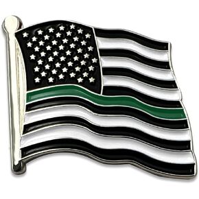 Green Thin Line USA Flag Lapel Pin