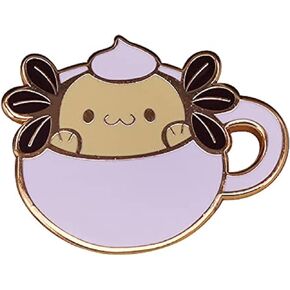 Axolotl in Cup Enamel Pin with Safety Backing