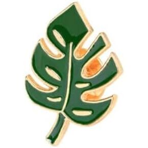 Pierced Republic Monstera Plant Leaf Enamel Pin with Safety Backing., Black