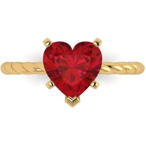 Clara Pucci 2.05 ct Heart Cut Solitaire Rope Twisted Knot Genuine Pink Tourmaline Engagement Promise Statement Anniversary Ring 14k Yellow Gold