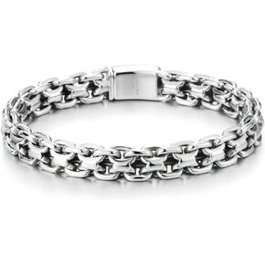 COOLSTEELANDBEYOND 10MM Braided Link Chain Bracelet for Men Stainless Steel