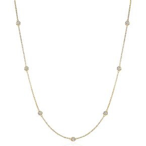 namana Dainty Chain Necklace for Women, Silver, Gold, or Rose Gold, Long Chain Necklaces for Women with Cubic Zirconia Stones, Layering Necklaces for Women and Teenage Girls with Jewelry Pouch