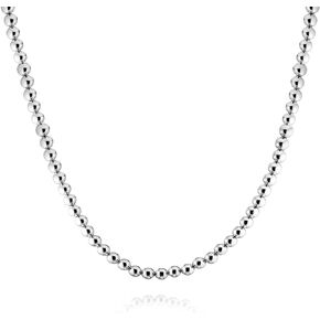 Savlano 925 Sterling Silver 4MM Handmade Bead Ball Strand Chain Necklace For Women & Girls - Made in Italy Comes With a Gift Box