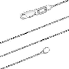 MIZZE Made for Luck 18"-20"-22"-24" Length 1 MM Italian Sterling Silver Box Chain with Lobster Or Spring Ring Clasp for Men/Women, Nickel Free & Hypoallergenic Includes Jewelry Care Kit