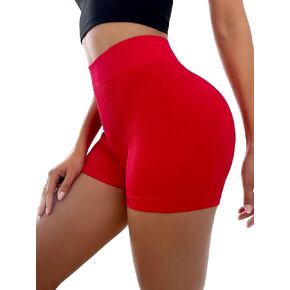 WDIRARA Women's Wideband Waist Sports Shorts High Waist Workout Athletic Running Yoga Shorts Leggings