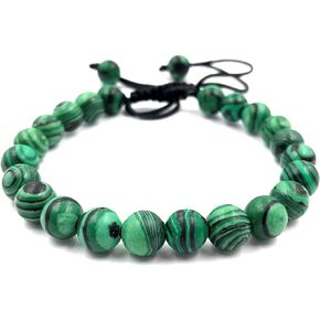 SHNAYA JEWELS AAA MALACHITE A Natural Healing Power Gemstone Crystal Beads Unisex Adjustable Macrame Bracelets 8mm