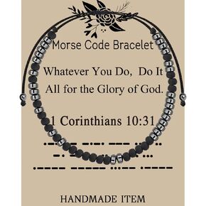 LQRI Psalm 1 Corinthians 10:31 Morse Code Bracelet Whatever You Do Do It All for the Glory of God Christian Bible Verse Gift