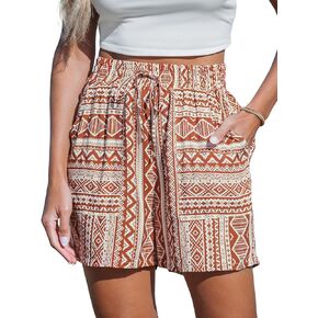 CUPSHE Women Pants Geometric Drawstring Waist Straight Leg Shorts Casual Summer Beach Lightweight Pants