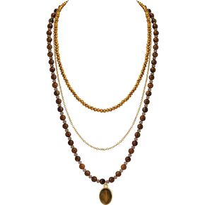 Sacina Layered Tiger Eye Crystal Choker, Boho Necklace, Hippie Necklace, Healing Crystal Necklace, Summer Necklace, Beach Necklace, Christmas Jewelry Gift for Women