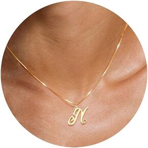 Btysun Initial Necklaces for Women, Dainty Gold Initial Necklace 14K Plated Letter Necklaces for Teen Girls Tiny A-Z Pendant Choker Necklace Name Jewelry