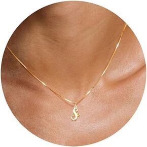 Btysun Initial Necklaces for Women, Dainty Gold Initial Necklace 14K Plated Letter Necklaces for Teen Girls Tiny A-Z Pendant Choker Necklace Name Jewelry