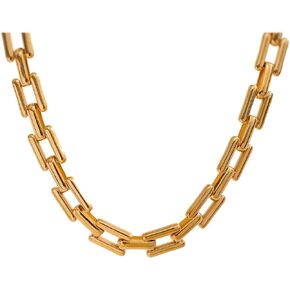 VINTY Thick Paper Clip Necklace, 18K Gold Plated Stainless Steel Panther Link Chain, Hypoallergenic, Non Tarnish, Vintage Style Statement Collar Choker Necklace for Women