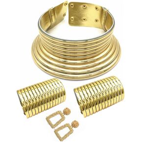 قلادات من أطواق إفريقية مميزة مكونة من 4 قطع من فريند، مصنوعة من سبائك الزنك، خالية من الأحجار الكريمة, سبيكة زنك, بدون أحجار كريمة in Kuwait