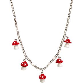 Pingyongchang Crystal Pendant Necklaces for Women Colorful Simulation Acrylic Mushroom Choker Necklace for Girls Adjustable Chain