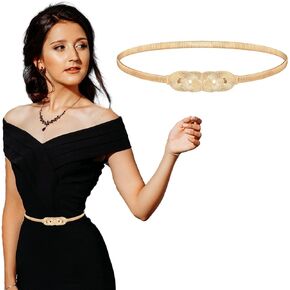 Telooco 1 Pcs Skinny Metal Cinch Belt Gold Thin Waist Belt with Metal buckle Decoration for Ladies Women Bridal Wedding Dress(25 X 0.35 Inch) in Saudi Arabia