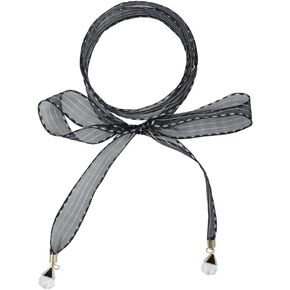 Allegra K Organza Long Narrow Skinny Scarf for Women Stripe Pattern Bag Handle Decor Waistband