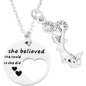 HUTIMY Cheer Necklace for Girls Cheerleader Charm Teens Present Inspirational Cheer Necklaces for Cheerleader